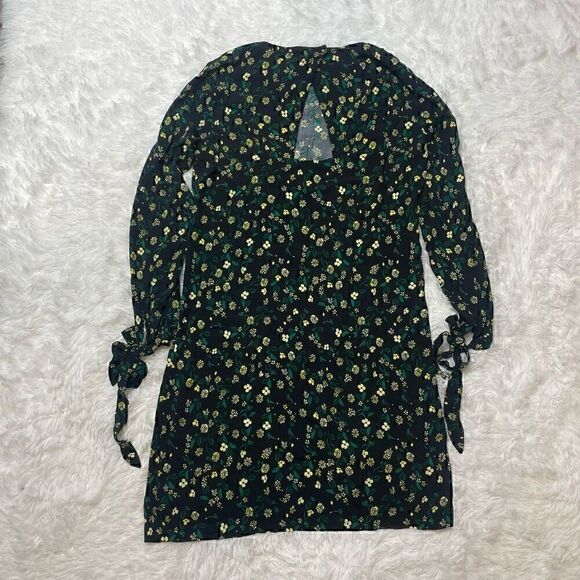 Minimum Dress Black Green Floral Size 38 Long Sleeve Lightweight Viscose - Picture 6 of 9